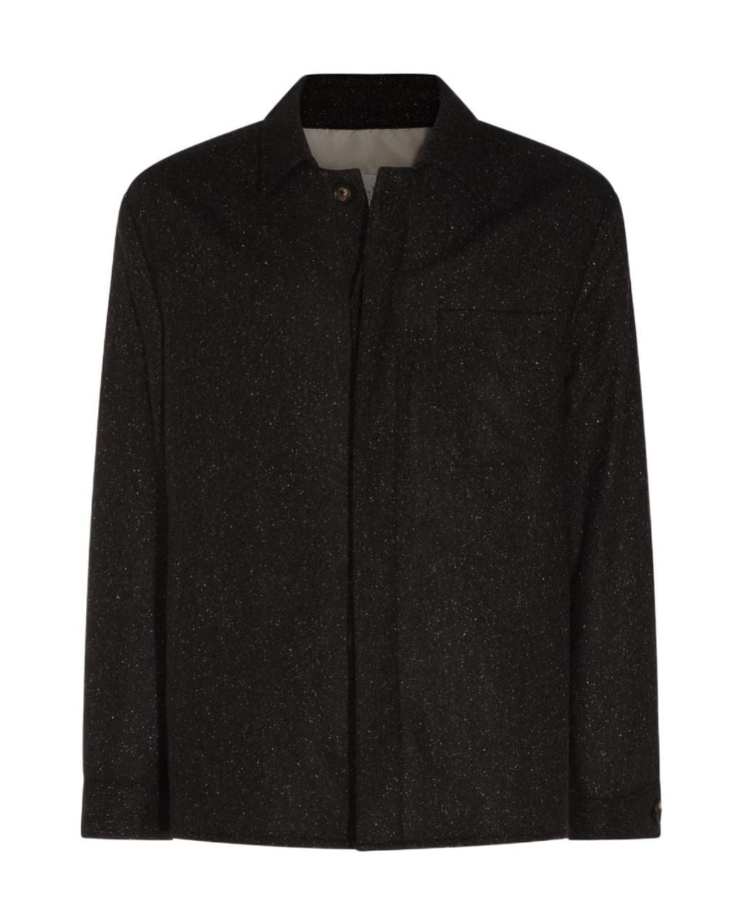 Eleventy Black Speckled Overshirt Jacket for men