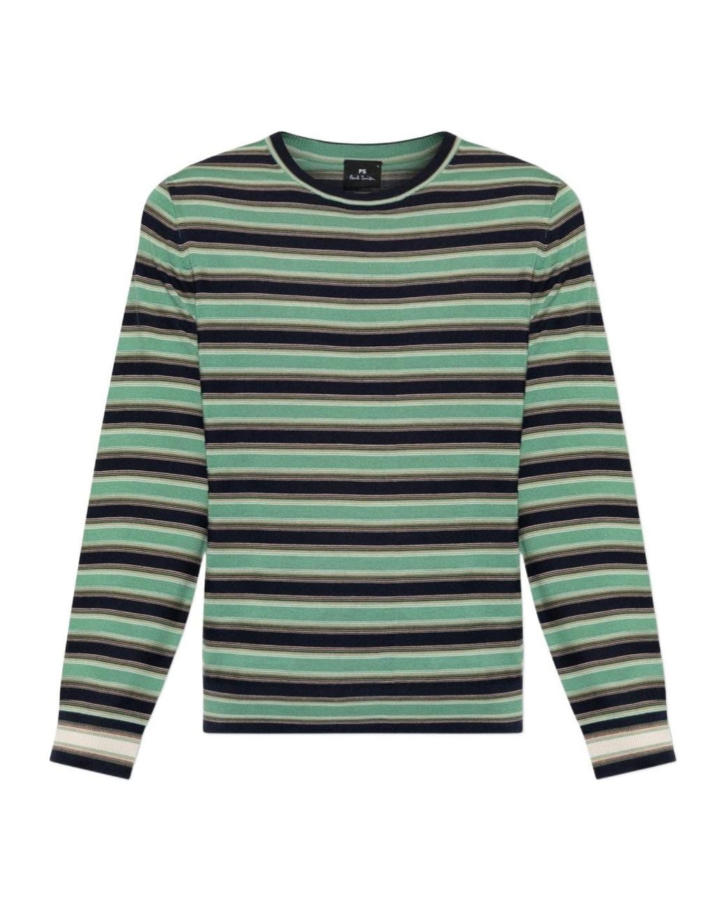 Paul Smith Green Ps Paul Smith Logo Embroidered Stripe Sweater for men