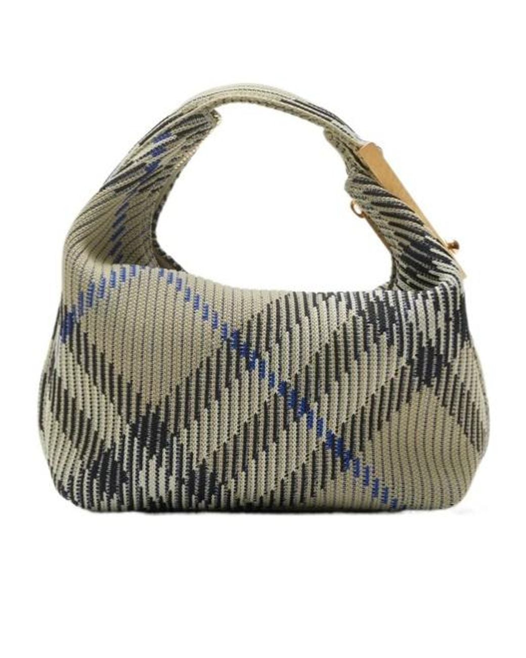 Burberry Metallic Mini Peg Checked Top Handle Bag