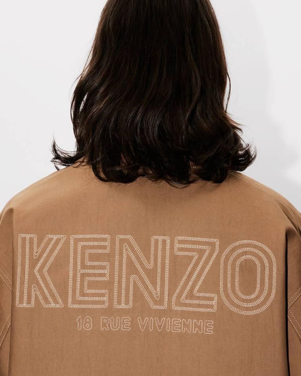 KENZO Brown Logo Embroidered Workwear Jacket for men