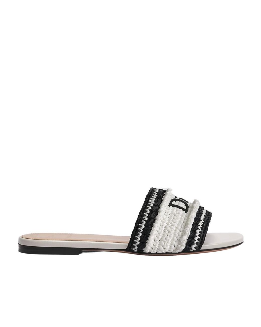 Dior White Iviera Woven Slide