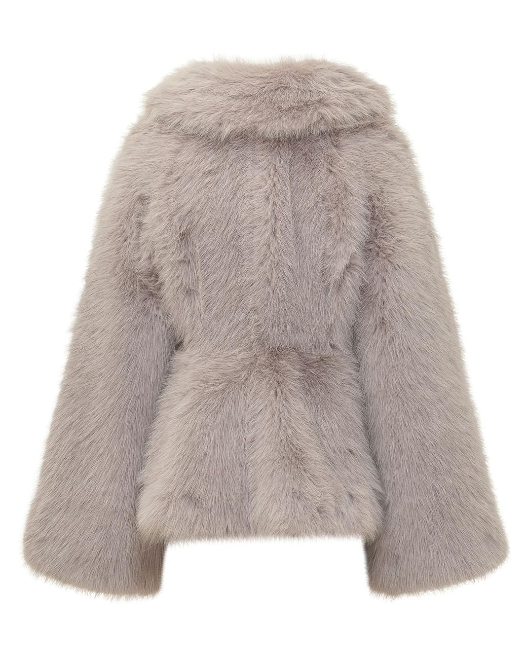 ROTATE BIRGER CHRISTENSEN Gray Faux-Fur Flared Jacket