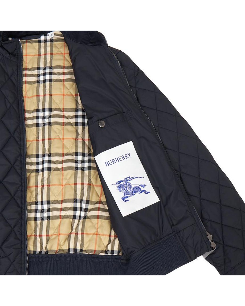Burberry Blue Quilted Zip-Up Jacket for men