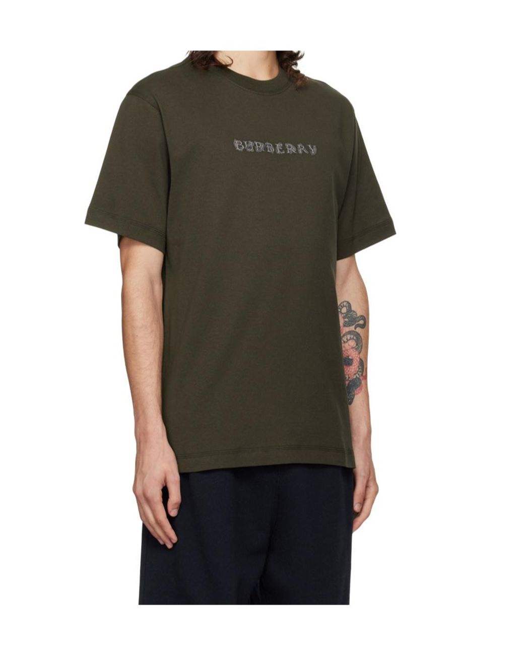 Burberry Black Logo Detailed Crewneck T-Shirt for men