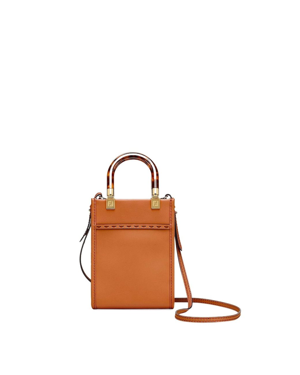 Fendi Brown Sunshine Mini Shopper Tote Bag