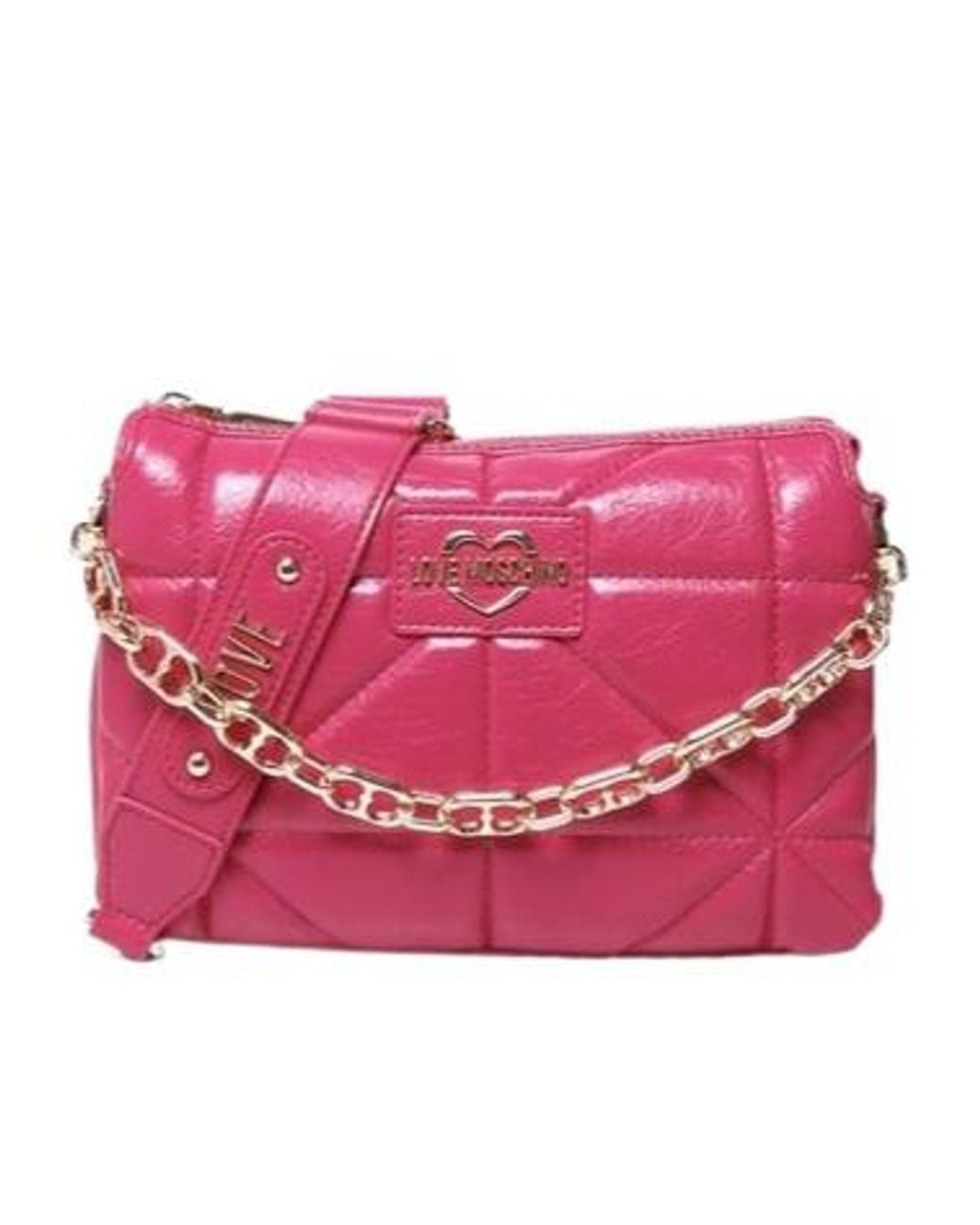 Moschino Pink Love Geometric Quilted Shoulder Bag