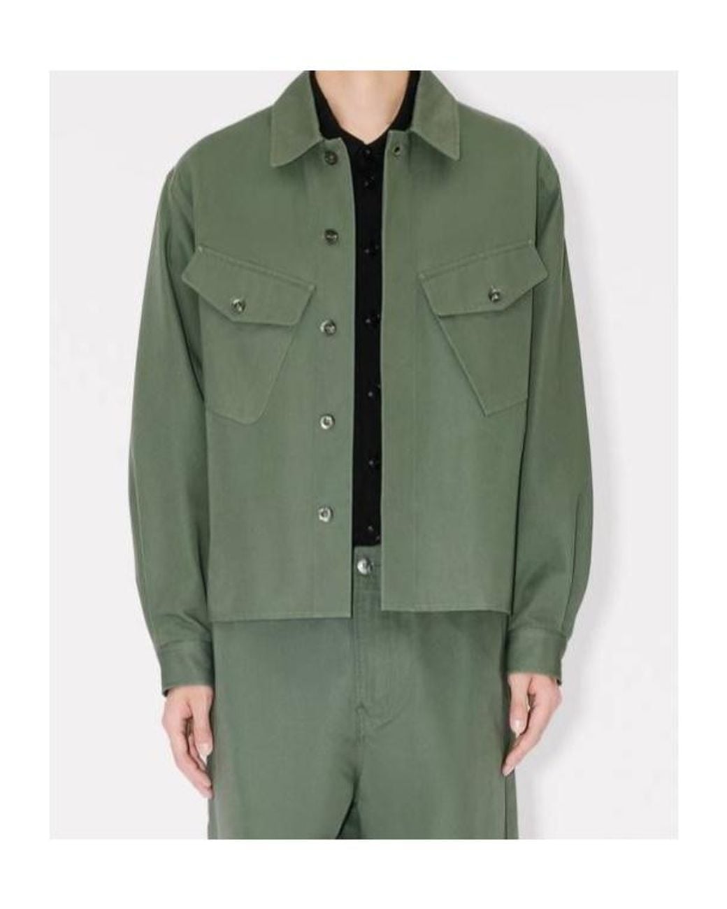 KENZO Green Long-Sleeved Overshirt for men