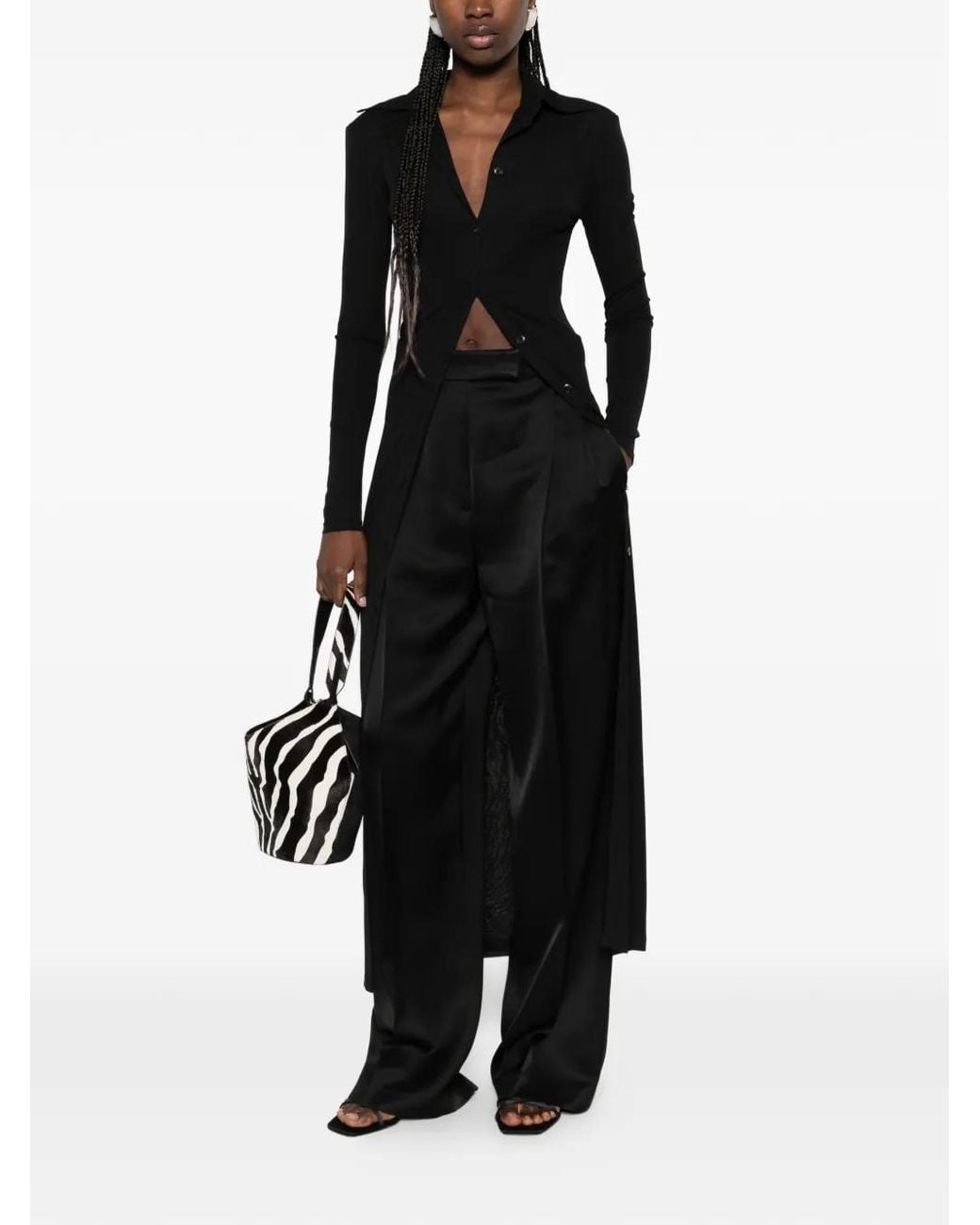 Nanushka Black Shoulder Pads Maxi Shirt Dress