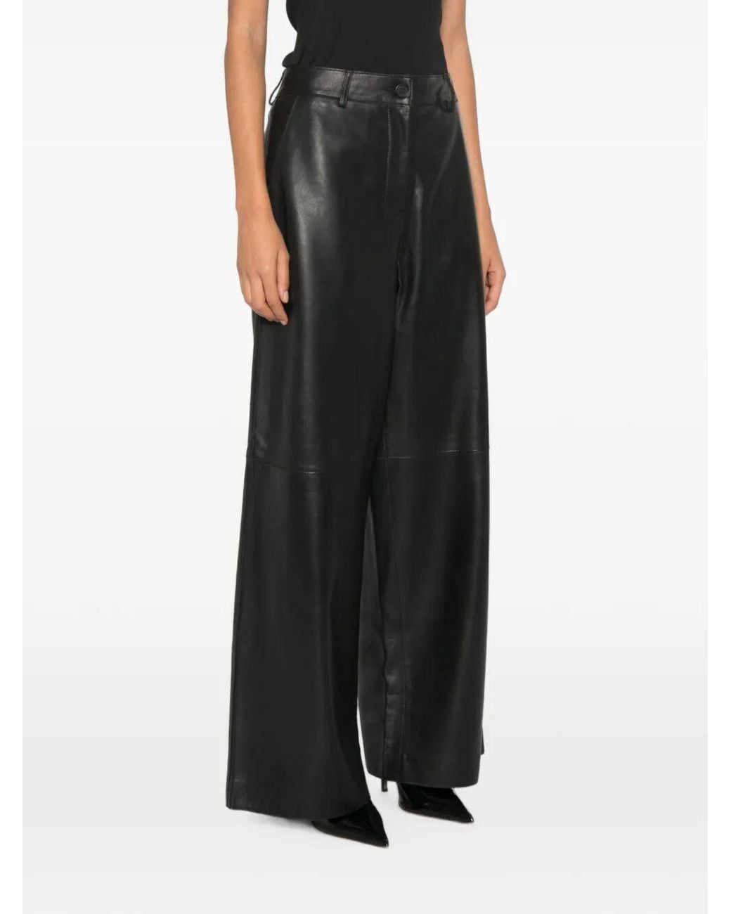 P.A.R.O.S.H. Gray P.A.R.O..H. Maciock Wide-Leg Leather Pants