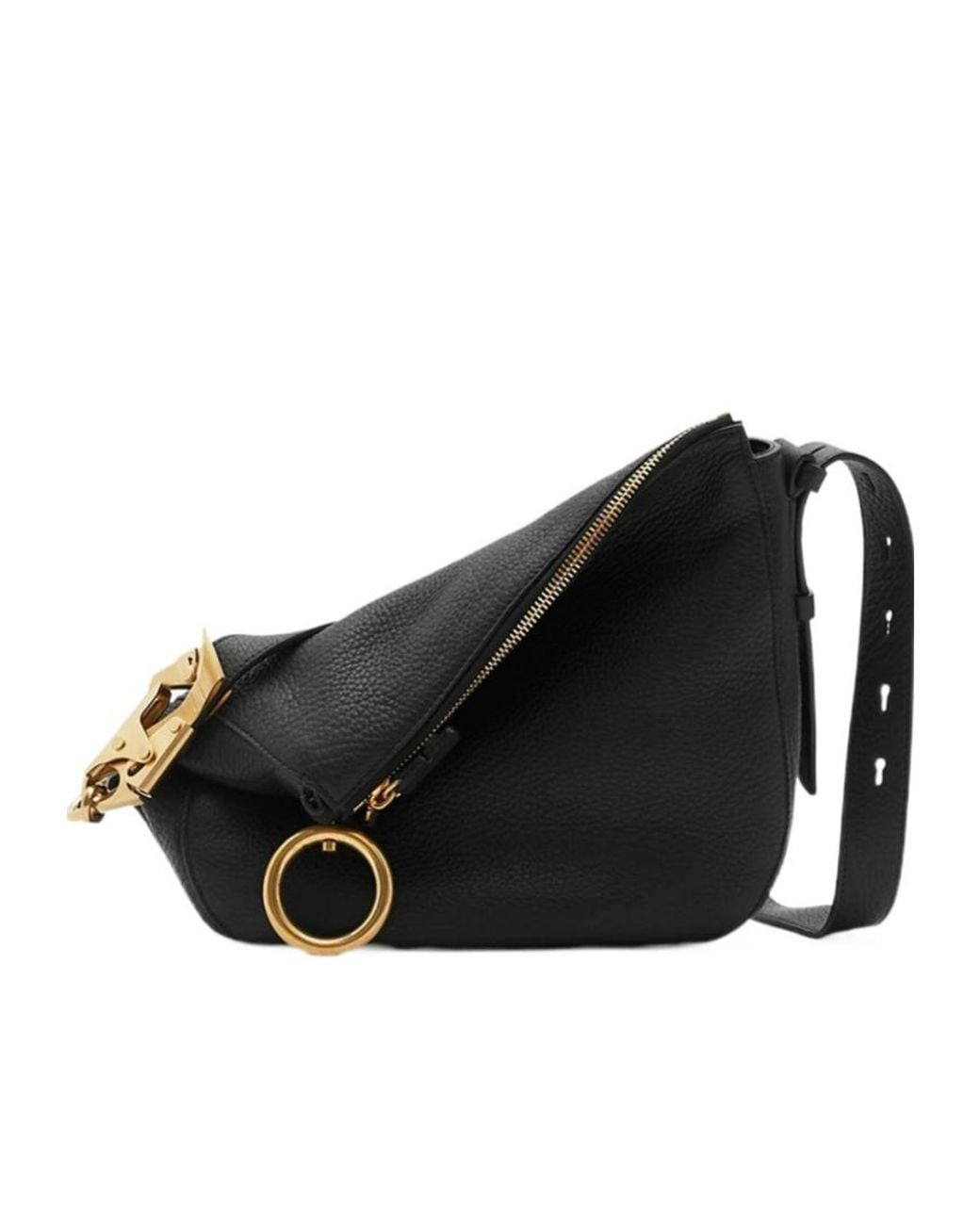 Burberry Black Small Knight Zipped Shoulder Bag
