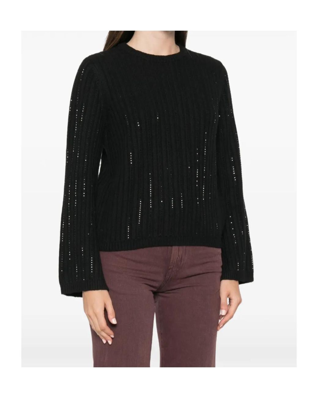 Twinset Blue Rhinestone Knit Knitted Sweater