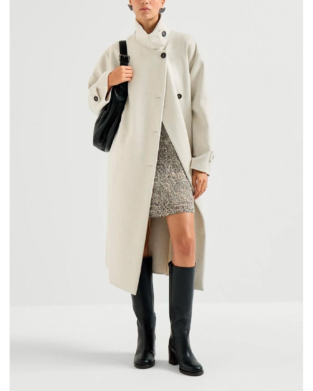 Brunello Cucinelli Natural Single-Breasted Belted Coat