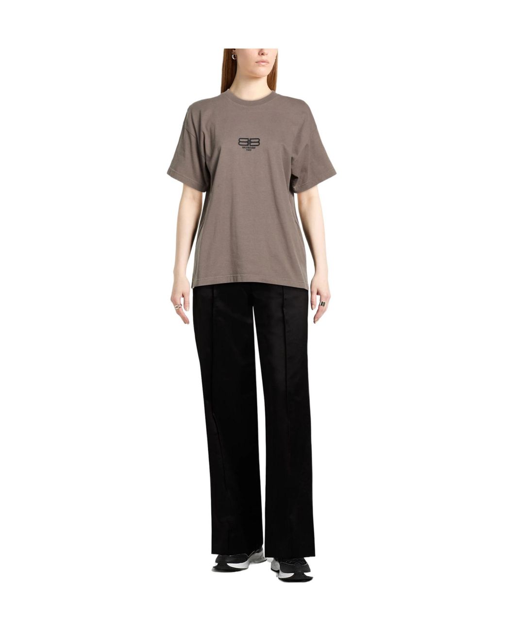 Balenciaga Gray Solid-Color Short-Sleeved T-Shirt