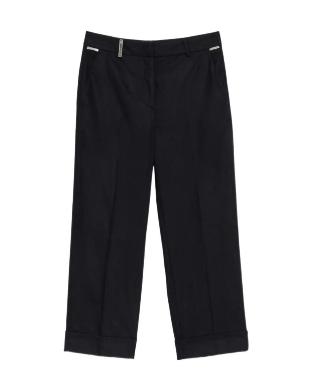 Peserico Blue Pressed-Crease Turned-Up Trousers