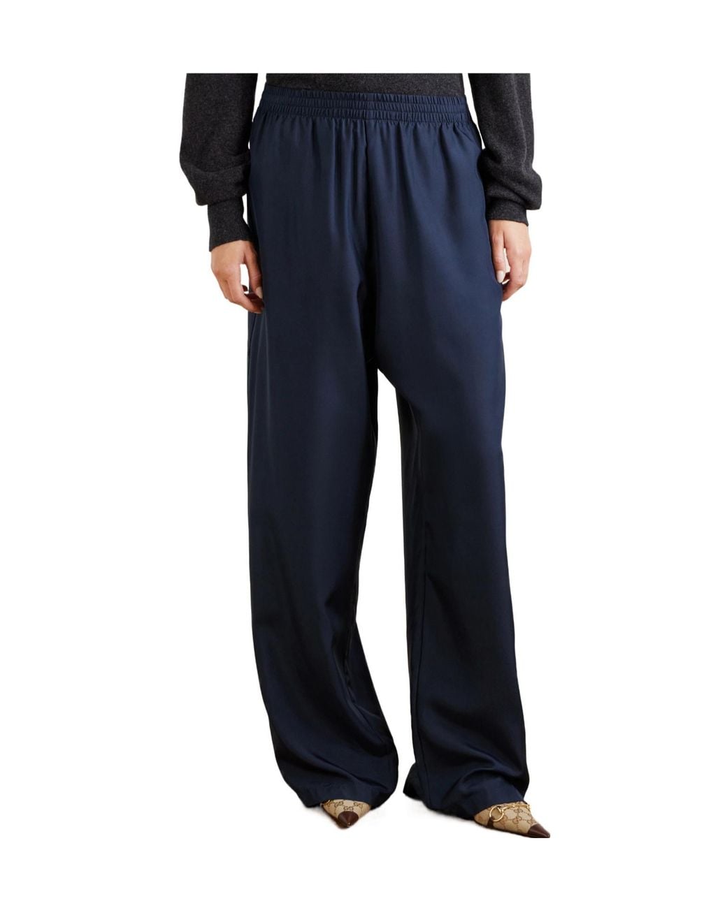 Gucci Blue Web Detailed Poplin Pants