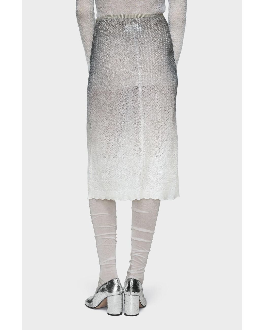 Maison Margiela Gray Sheer Knit Midi Skirt