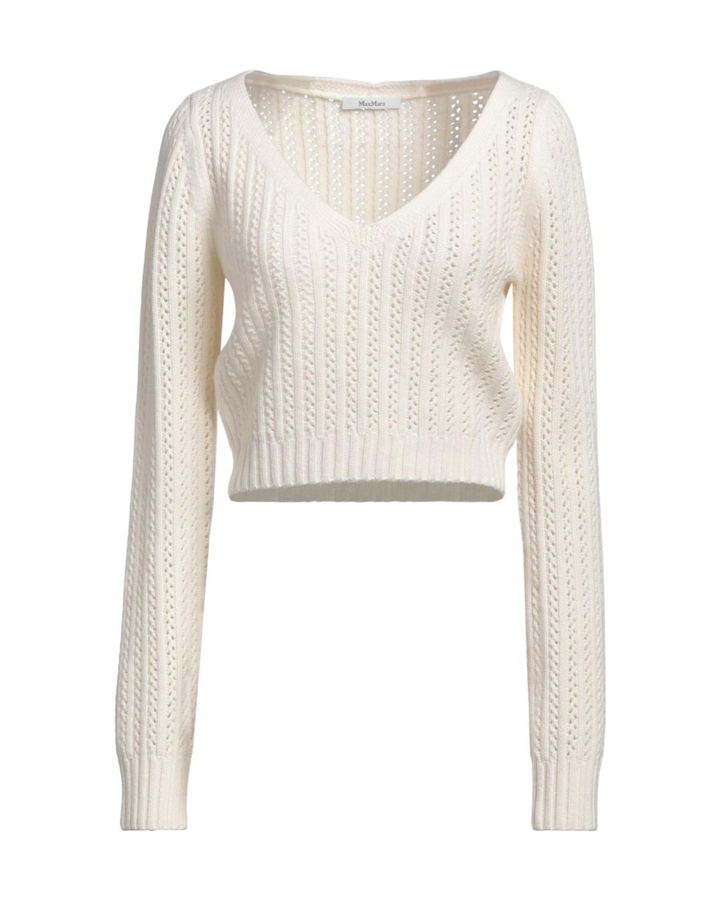 Max Mara White Ivory Sweater Wool, Cashmere
