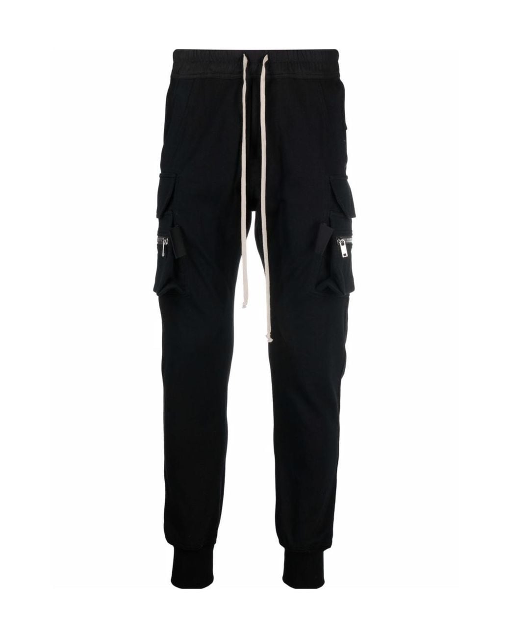 Rick Owens Black Drawstring Cargo Trousers for men
