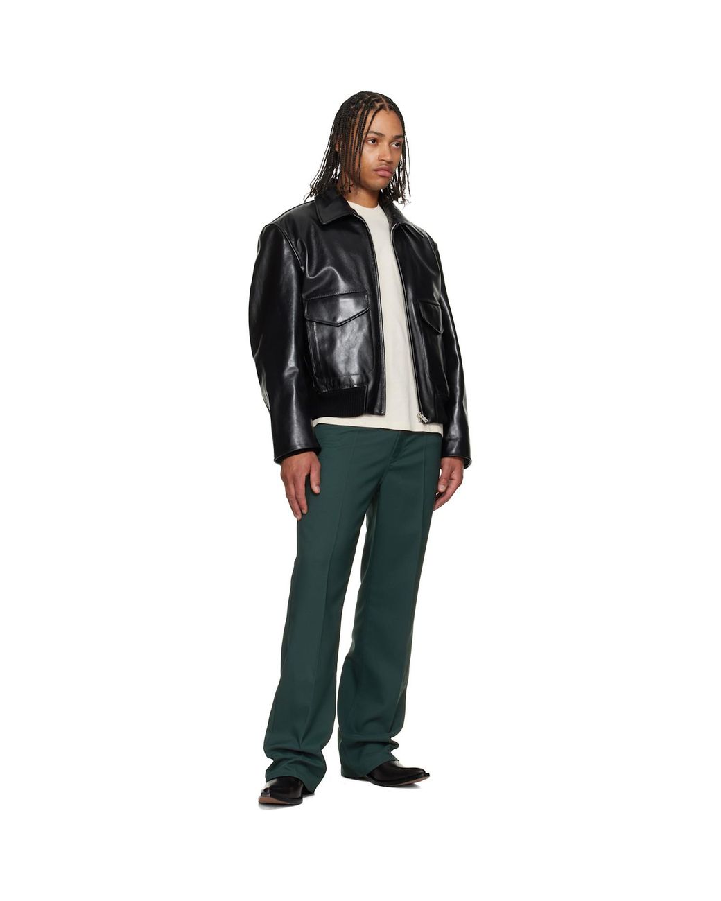 Marni Blue Pleated Straight Leg Pants for men