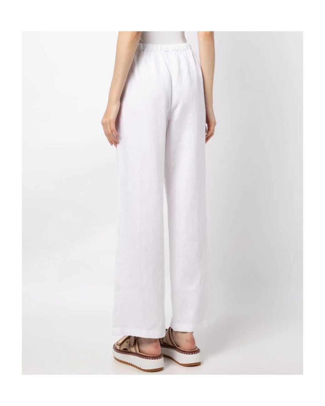 Reformation White Olina Linen Track Pants