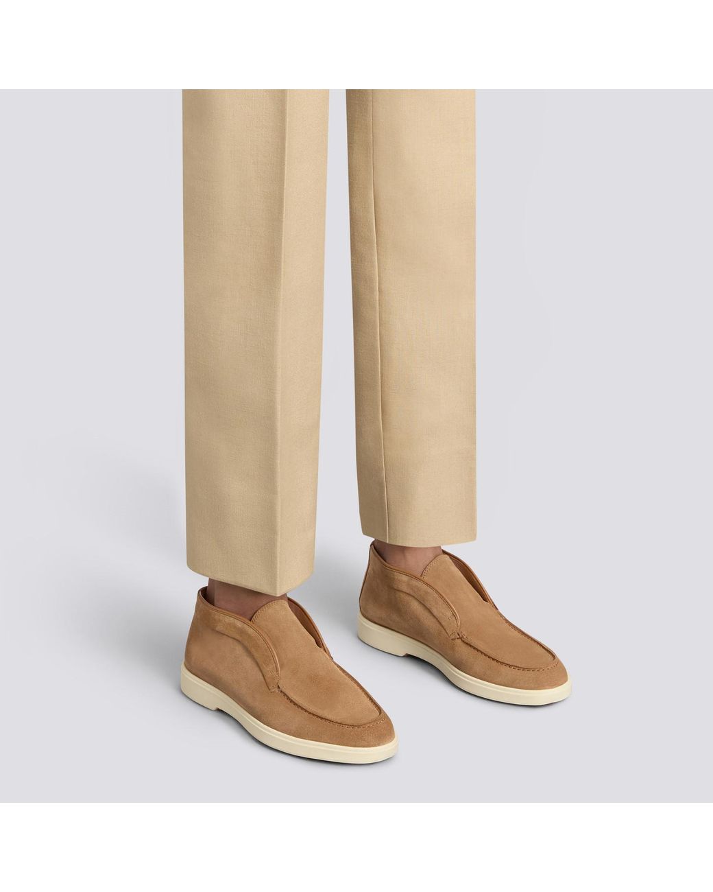 Santoni Brown Round-Toe Slip-On Loafers