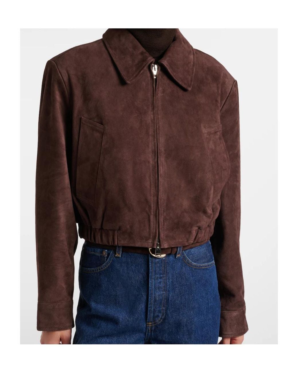 Agolde Brown Nahla Zip-Up Leather Jacket