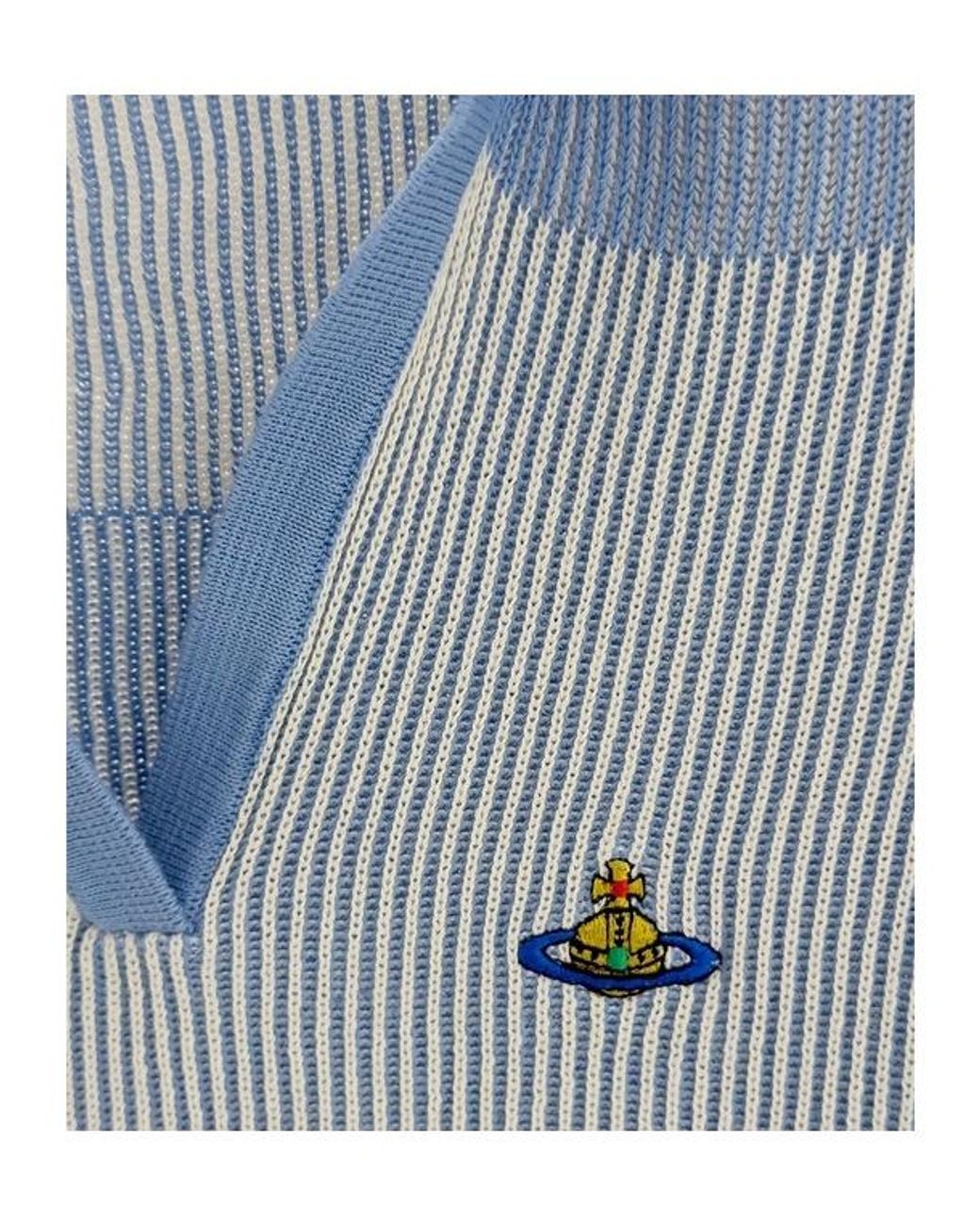 Vivienne Westwood Blue Striped Knit Polo Top