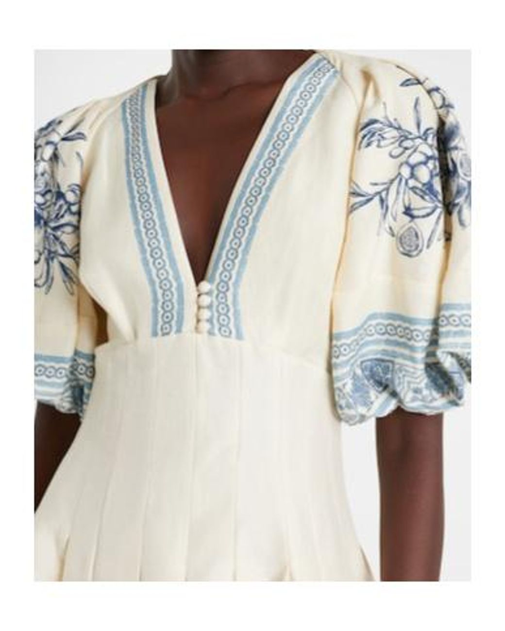 ALÉMAIS White Villa Romantica Linen-Blend Midi Dress