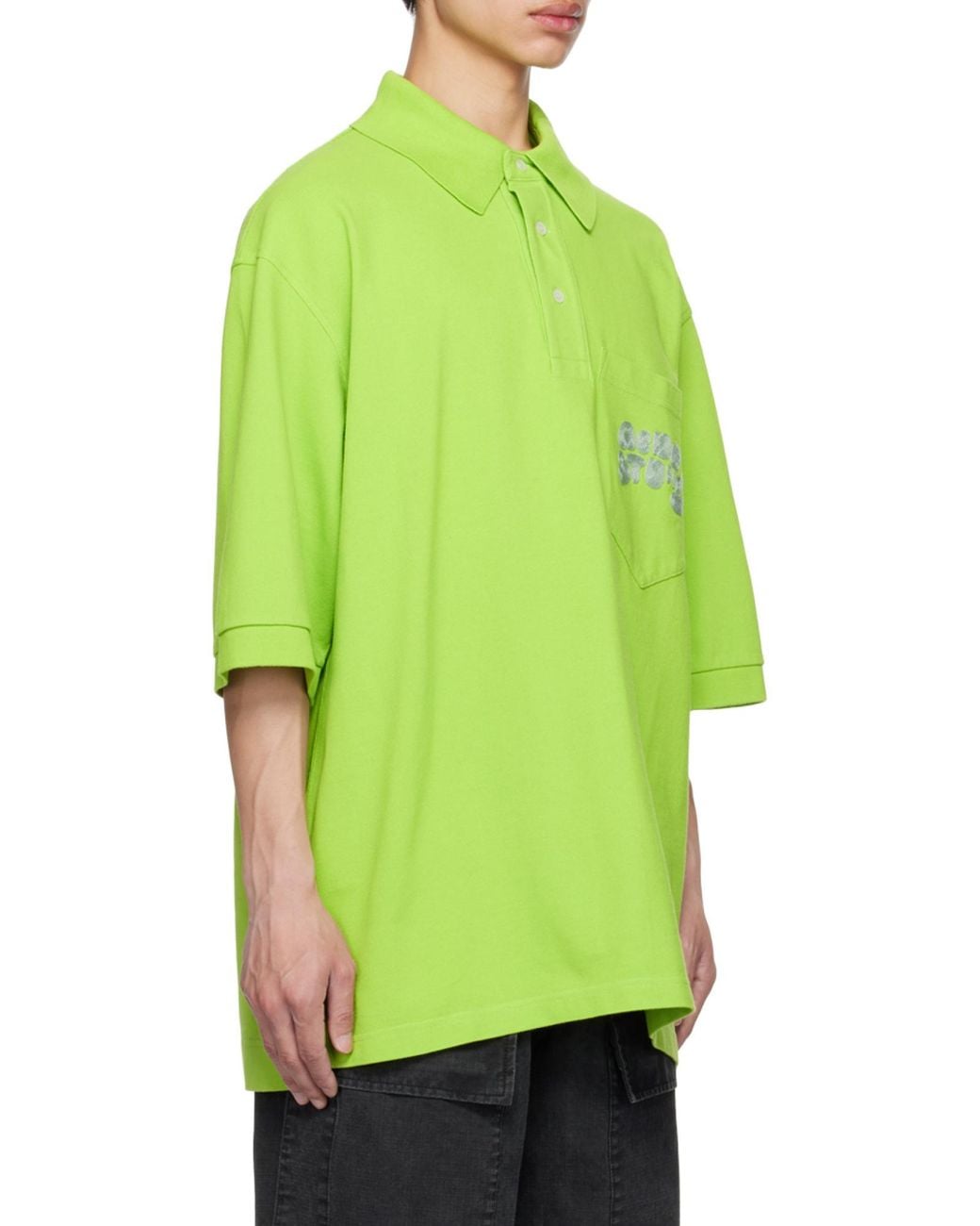 Acne Green Logo Embroidered Polo Shirt for men