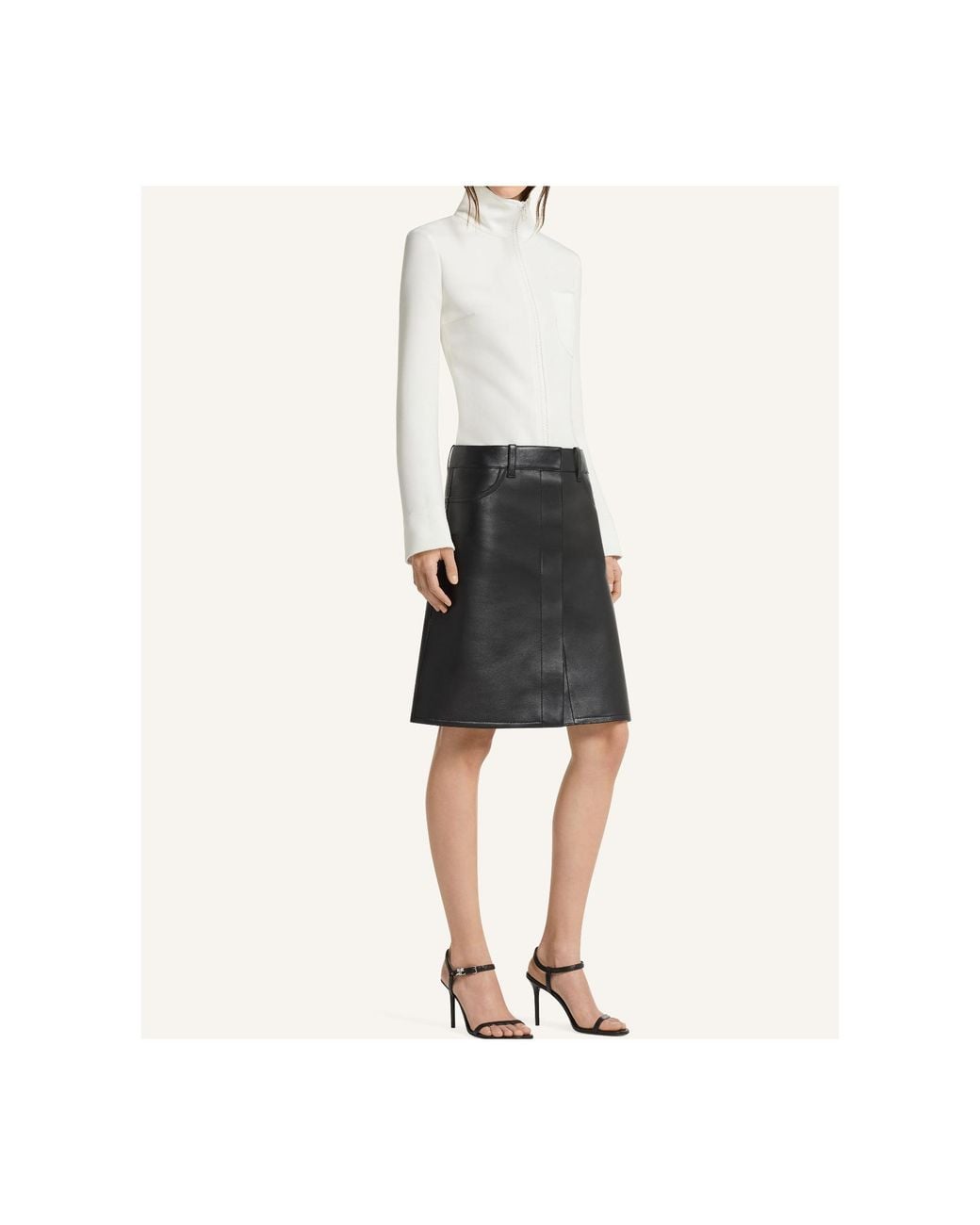 Courreges Black Leather Snap-Button Mini Skirt