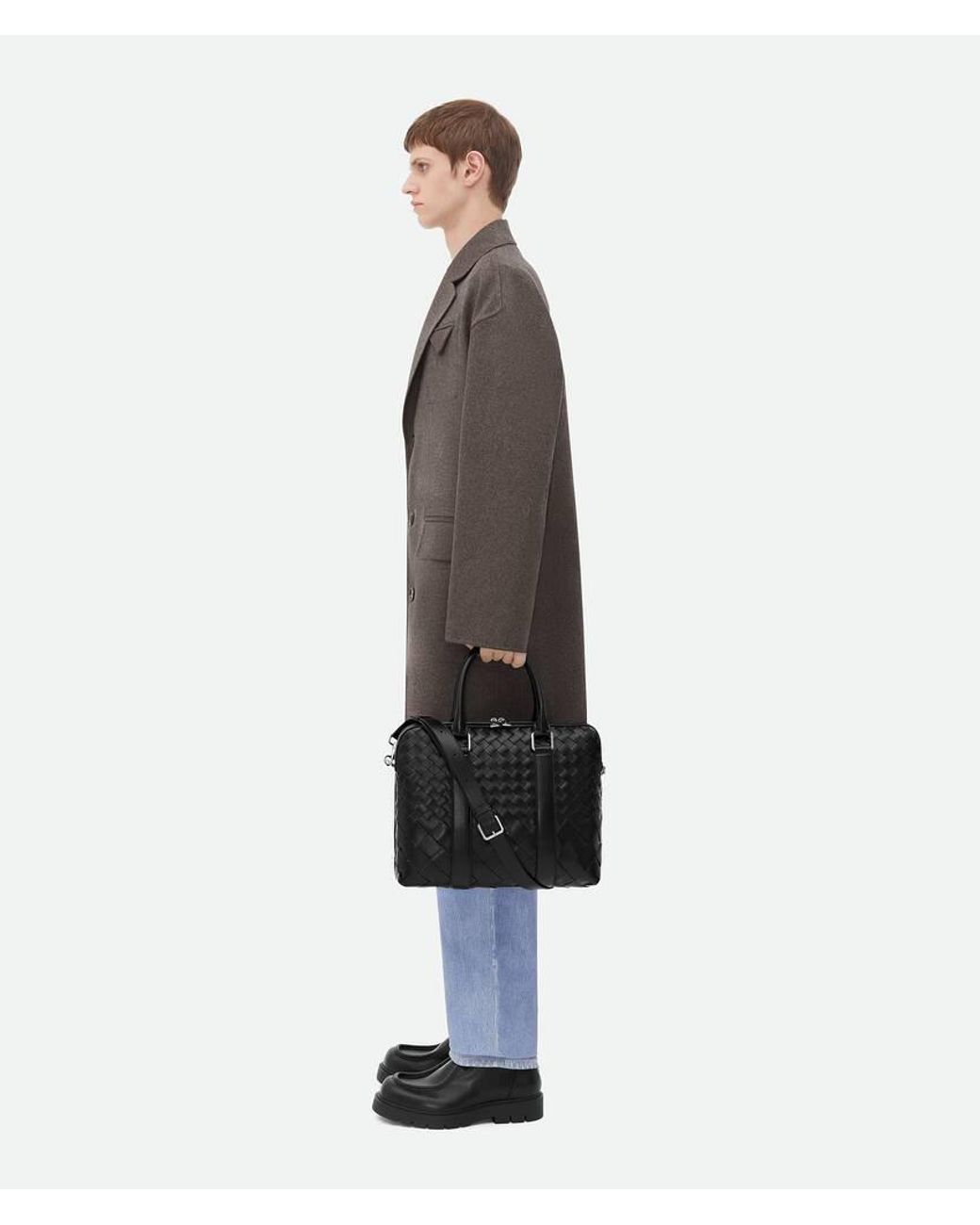Bottega Veneta Black Slim Intrecciato Briefcase for men