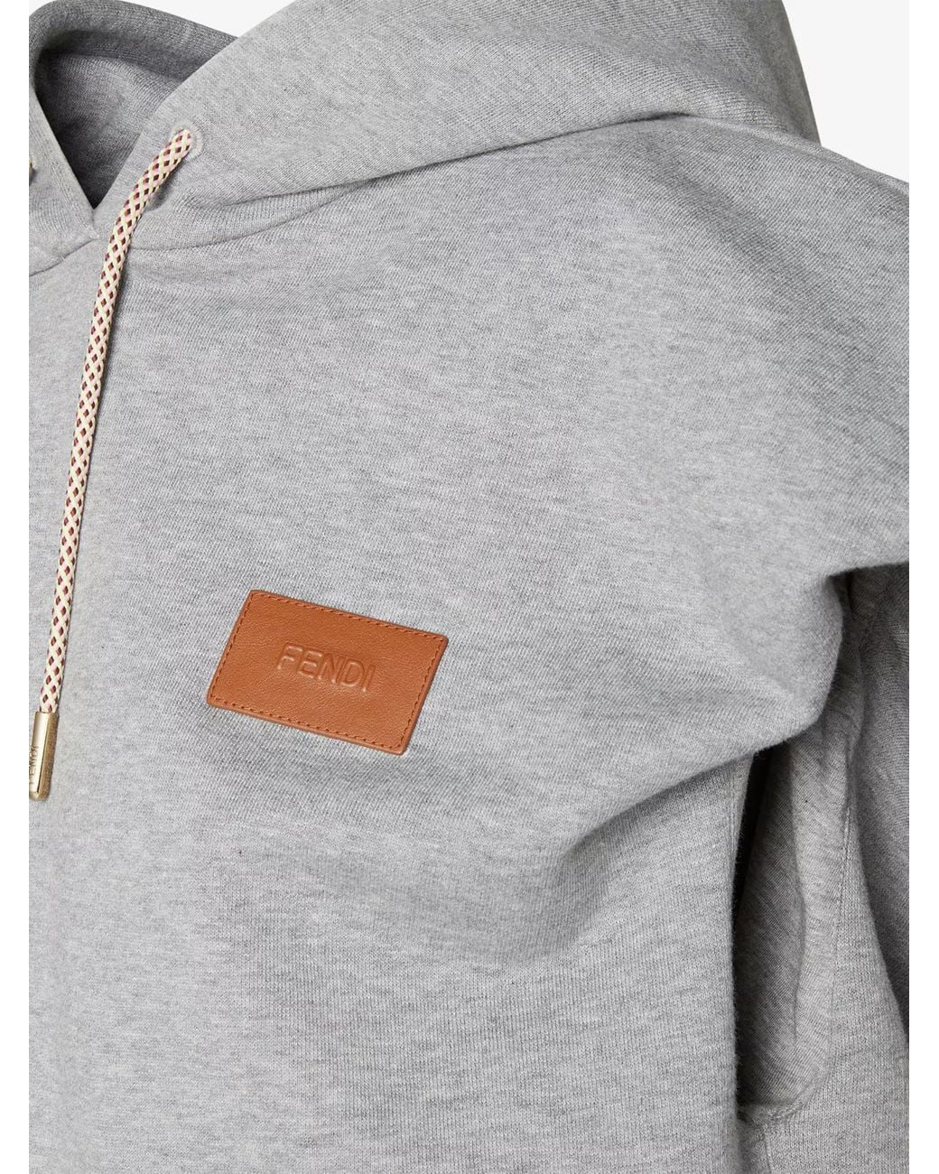Fendi Gray Sleeveless Cropped Drawstring Hoodie