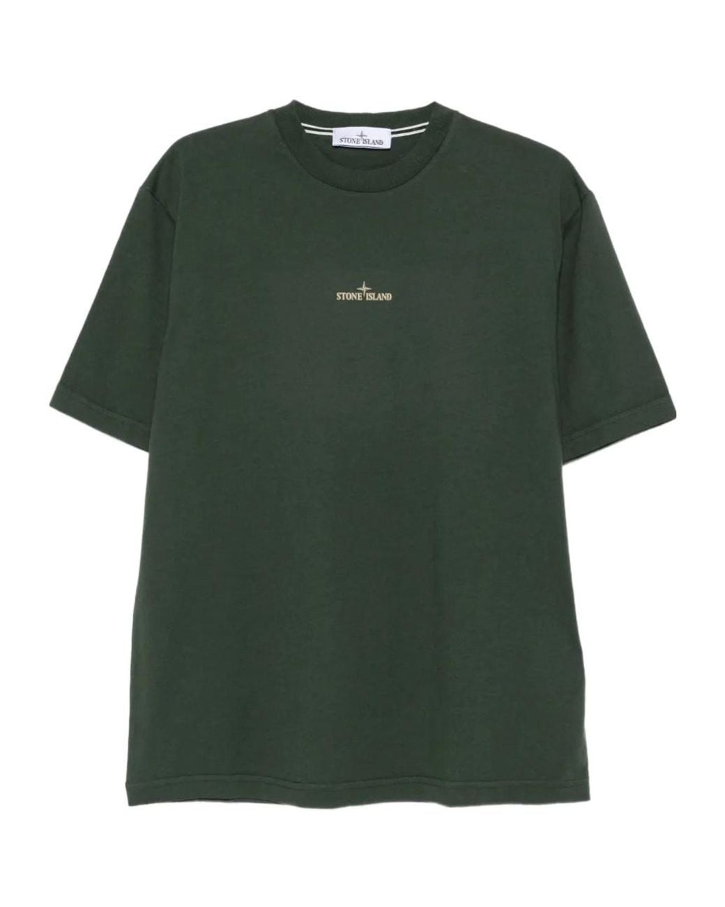 Stone Island Green Logo-Print T-Shirt for men