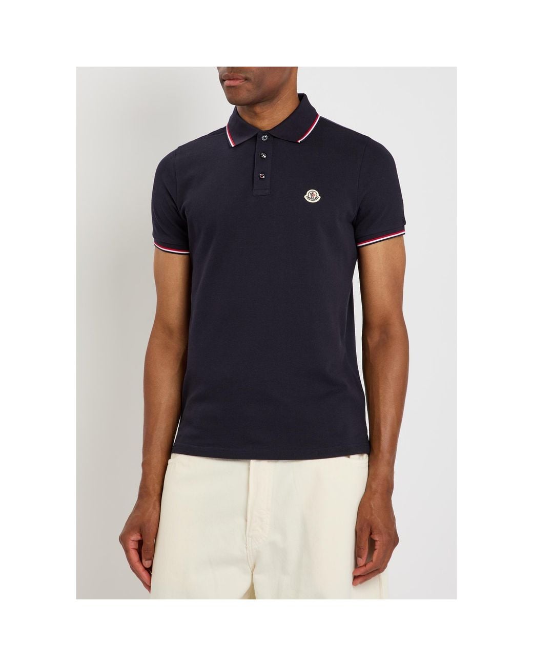 Moncler Blue Short-Sleeved Polo Shirt for men