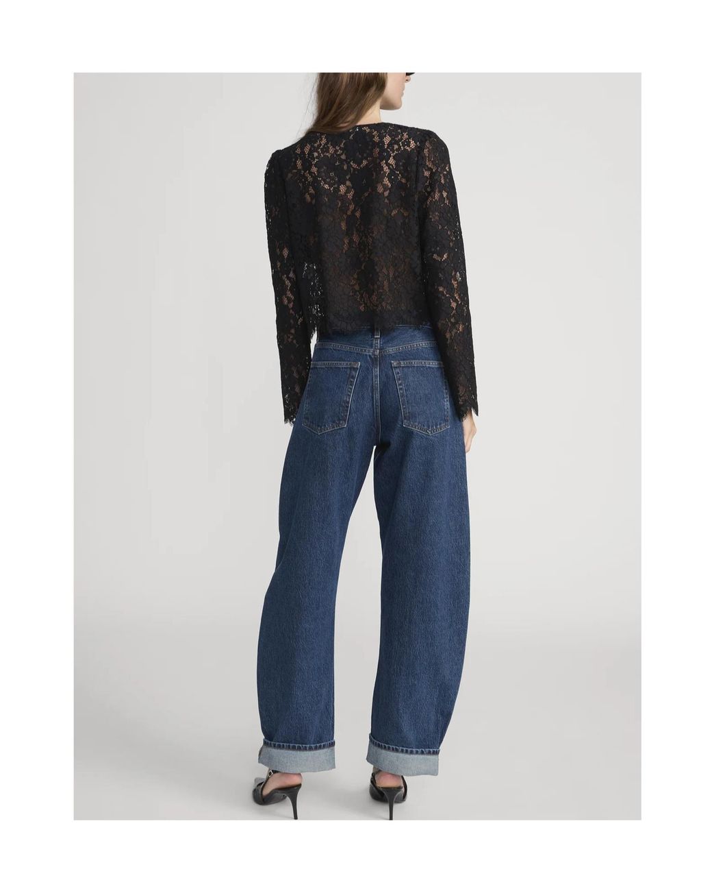FRAME Blue High Waist Round Leg Jeans