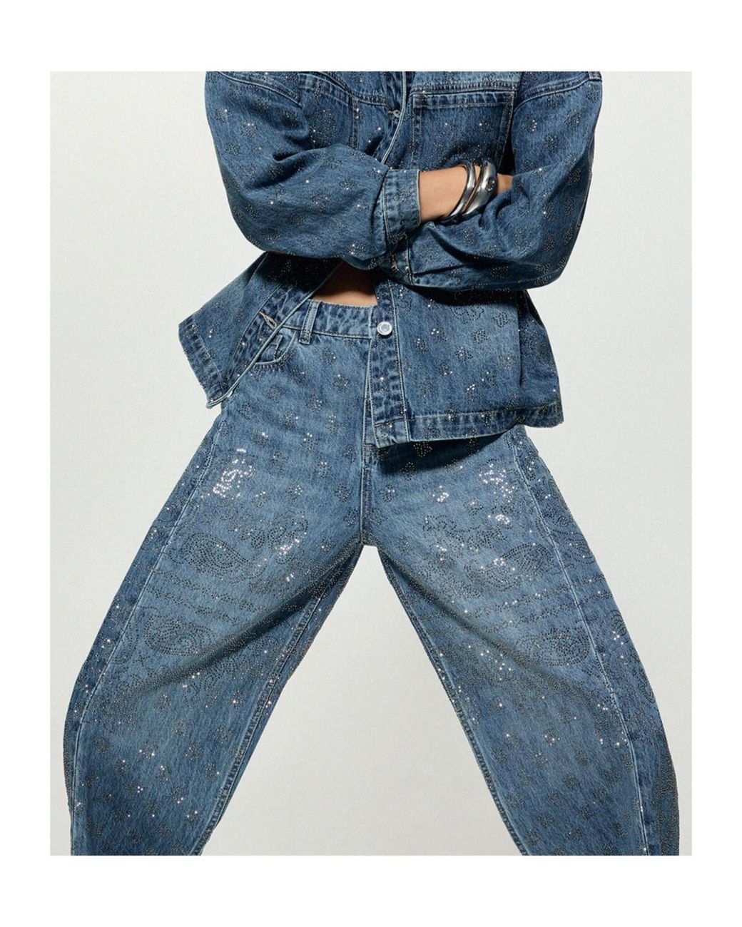 Liu Jo Blue Jeans Balloon With Rhinestones