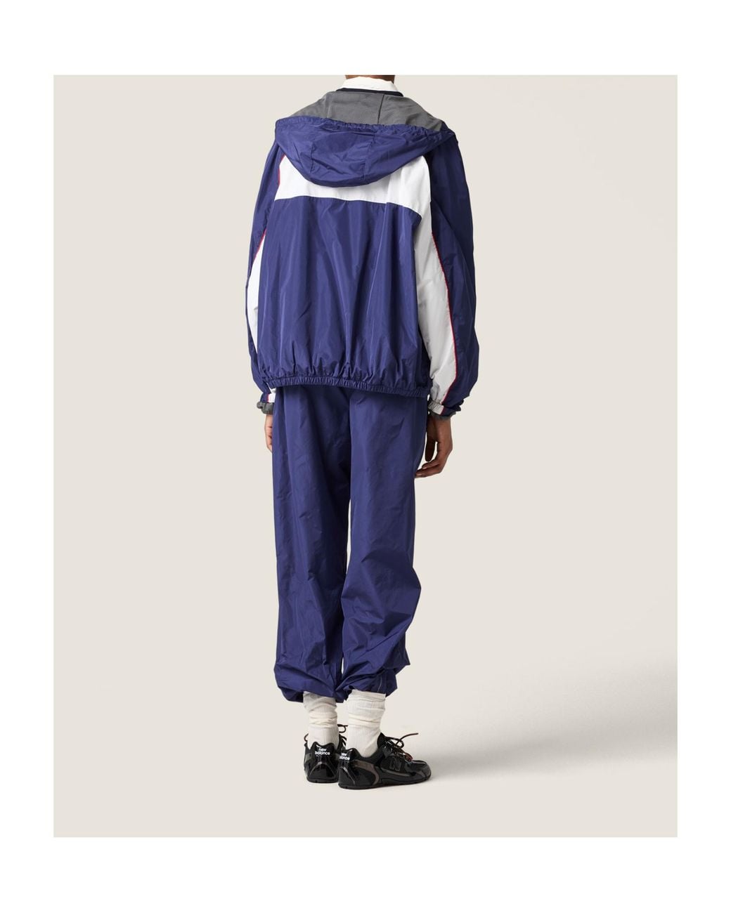 Miu Miu Blue Technical Poplin Hoodie Jacket