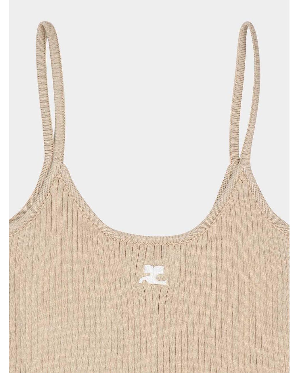 Courreges White Courrèges Ribbed-Knit Sleeveless Tank Top