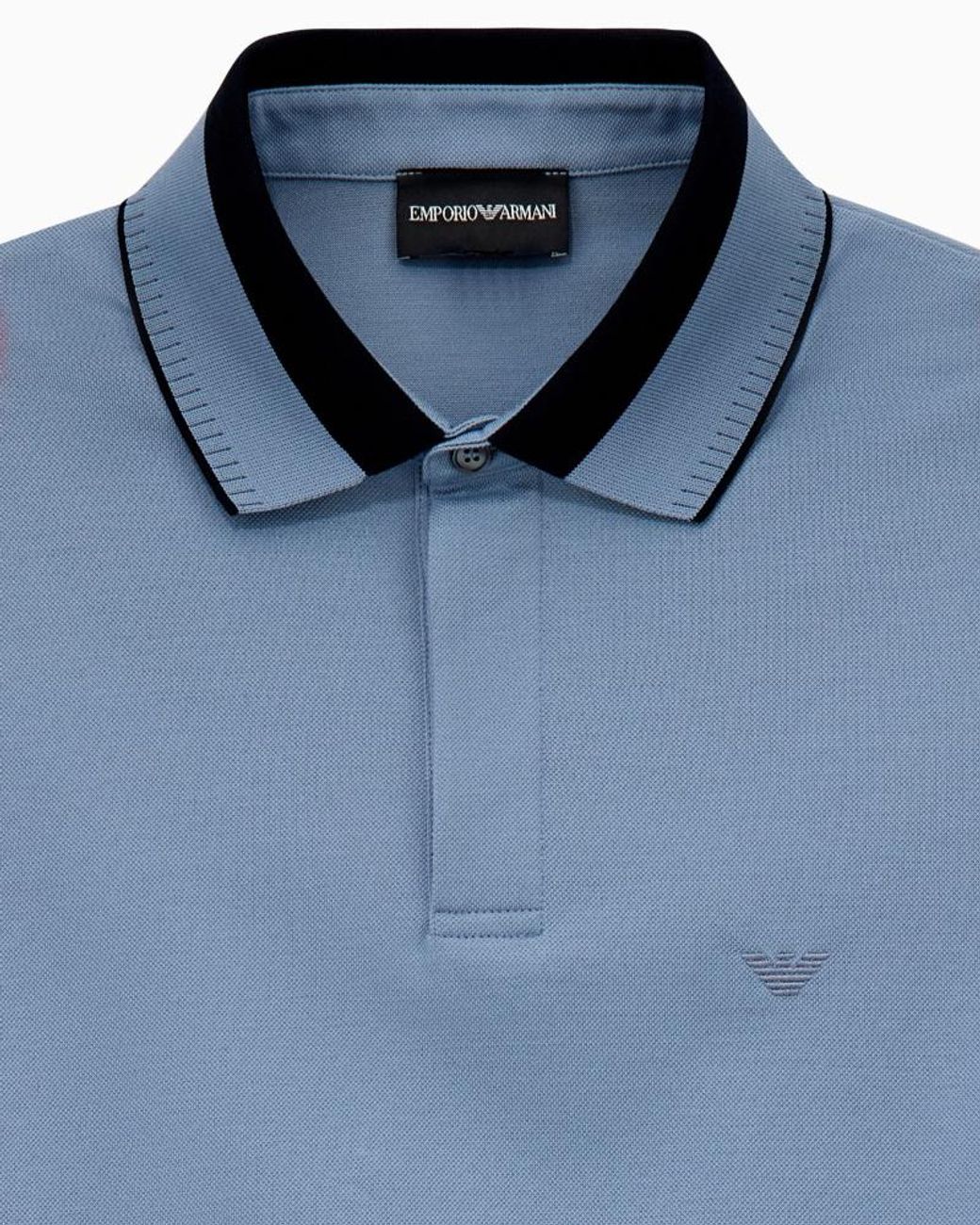Emporio Armani Blue Logo-Embroidered Polo Shirt for men