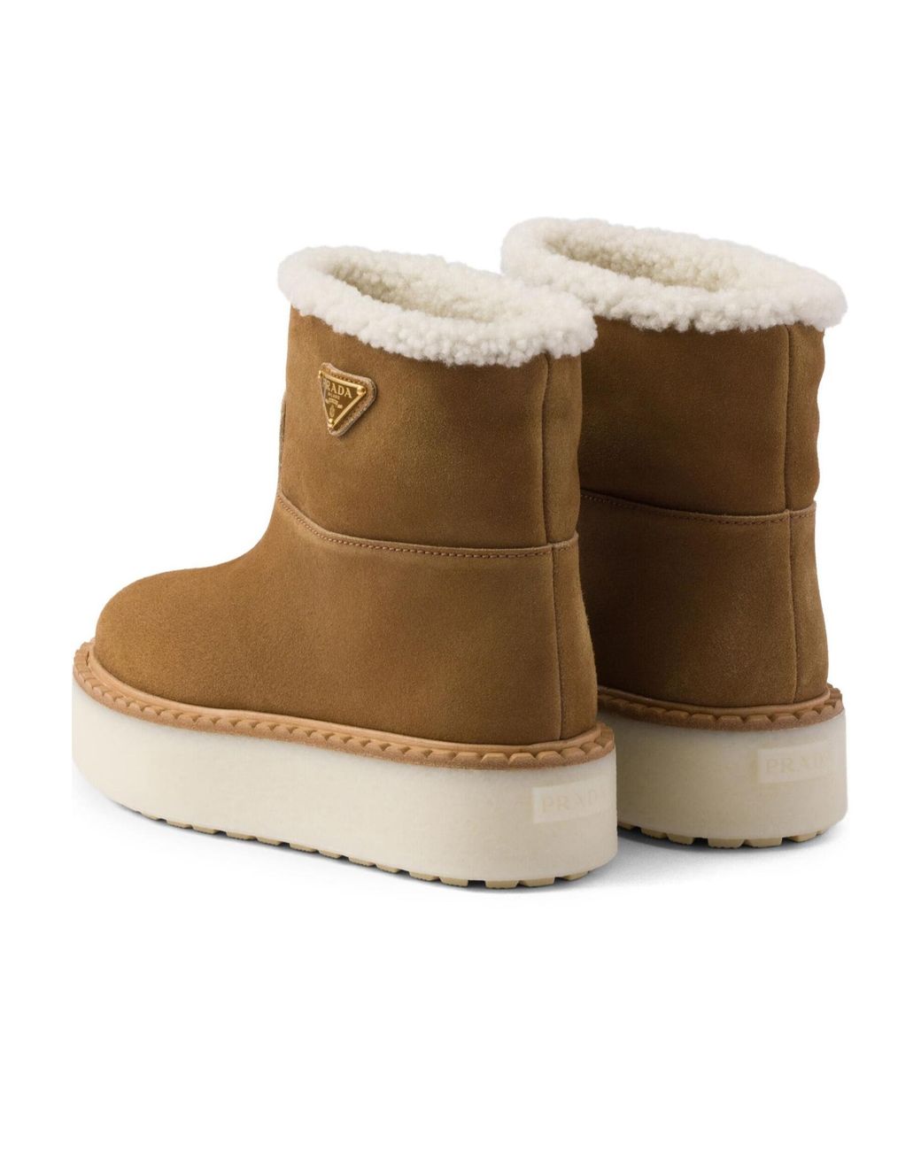 Prada Brown Triangle-Logo Slip-On Boots