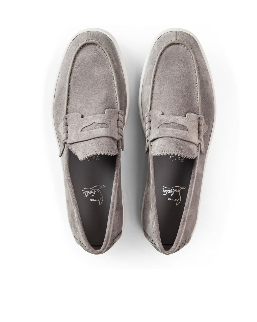 Christian Louboutin Gray Solid-Color Loafers for men