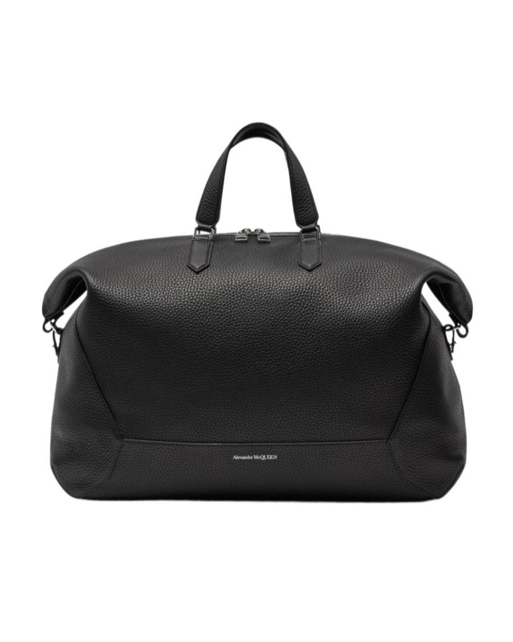 McQueen Black The Edge Zipped Duffle Bag for men
