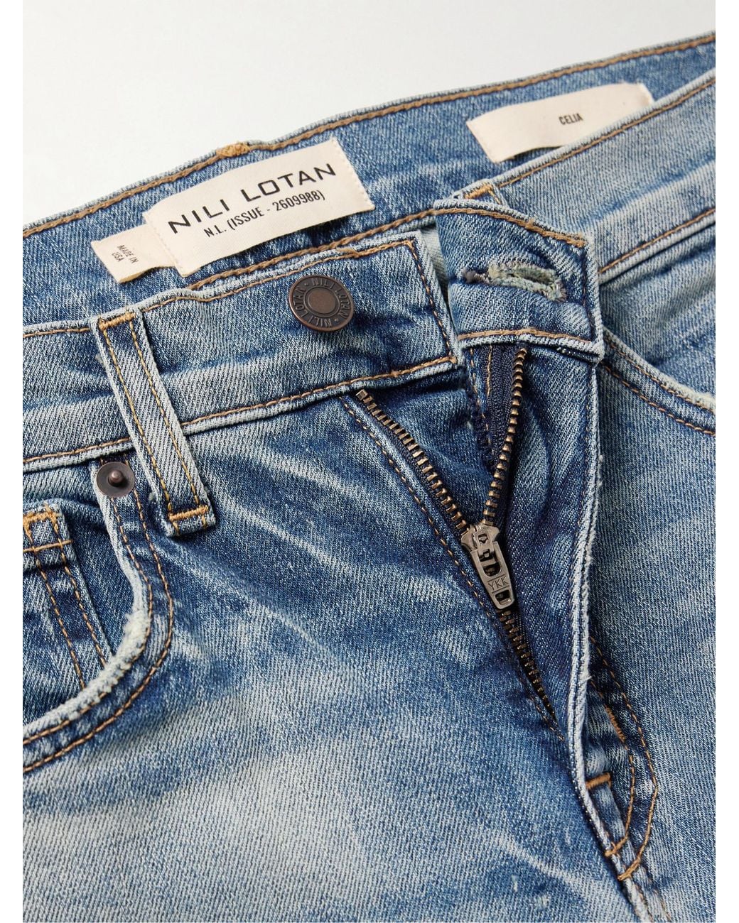 Nili Lotan Blue Celia High-Rise Straight-Leg Jeans