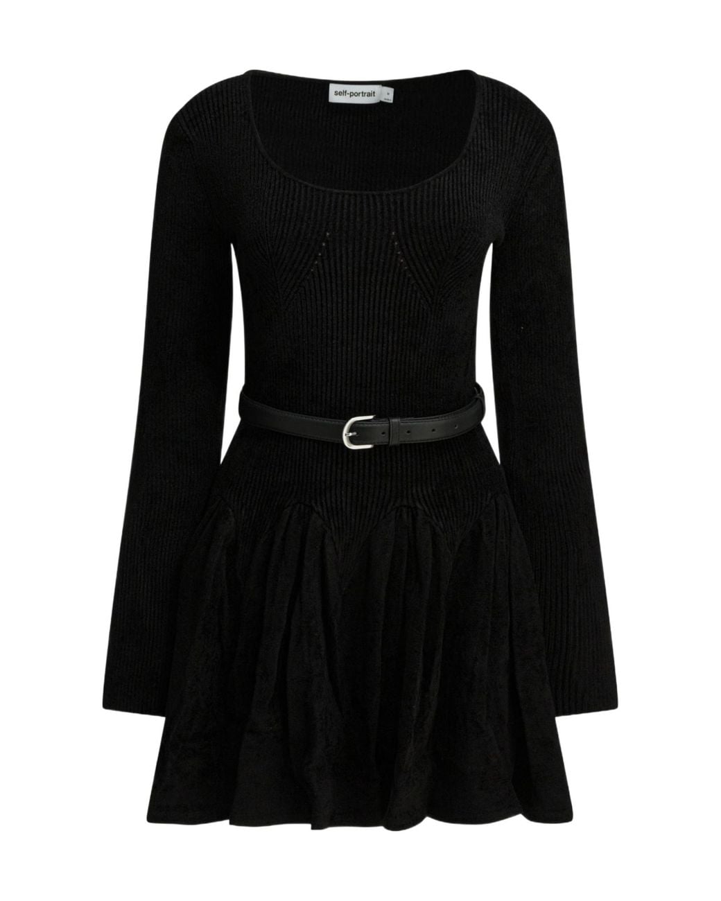 Self-Portrait Black Chenille Knit Mini Dress