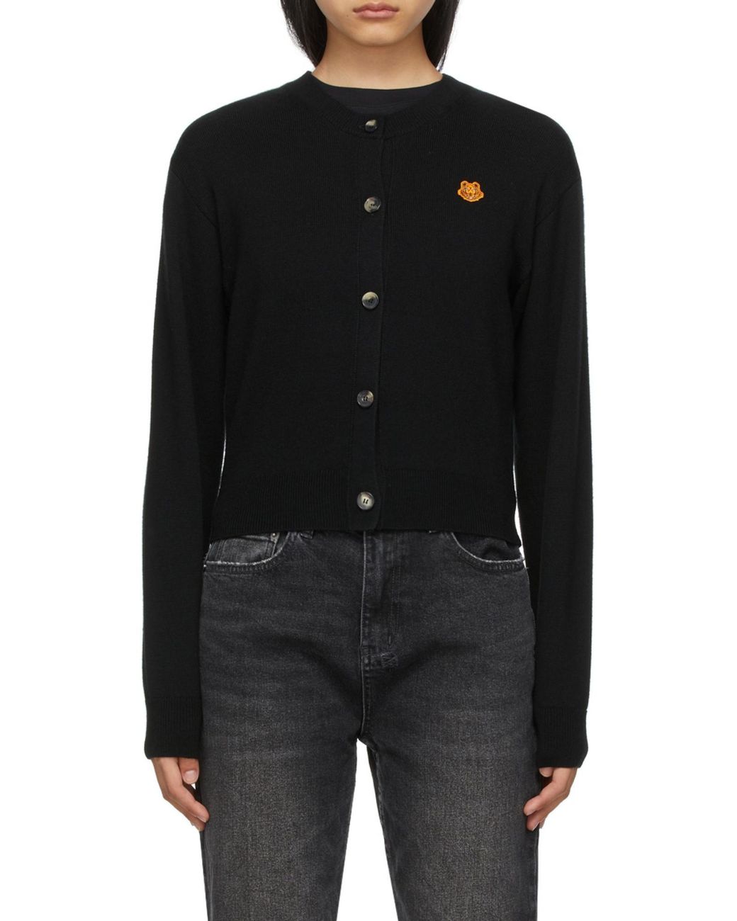 KENZO Blue Logo-Patch Cardigan