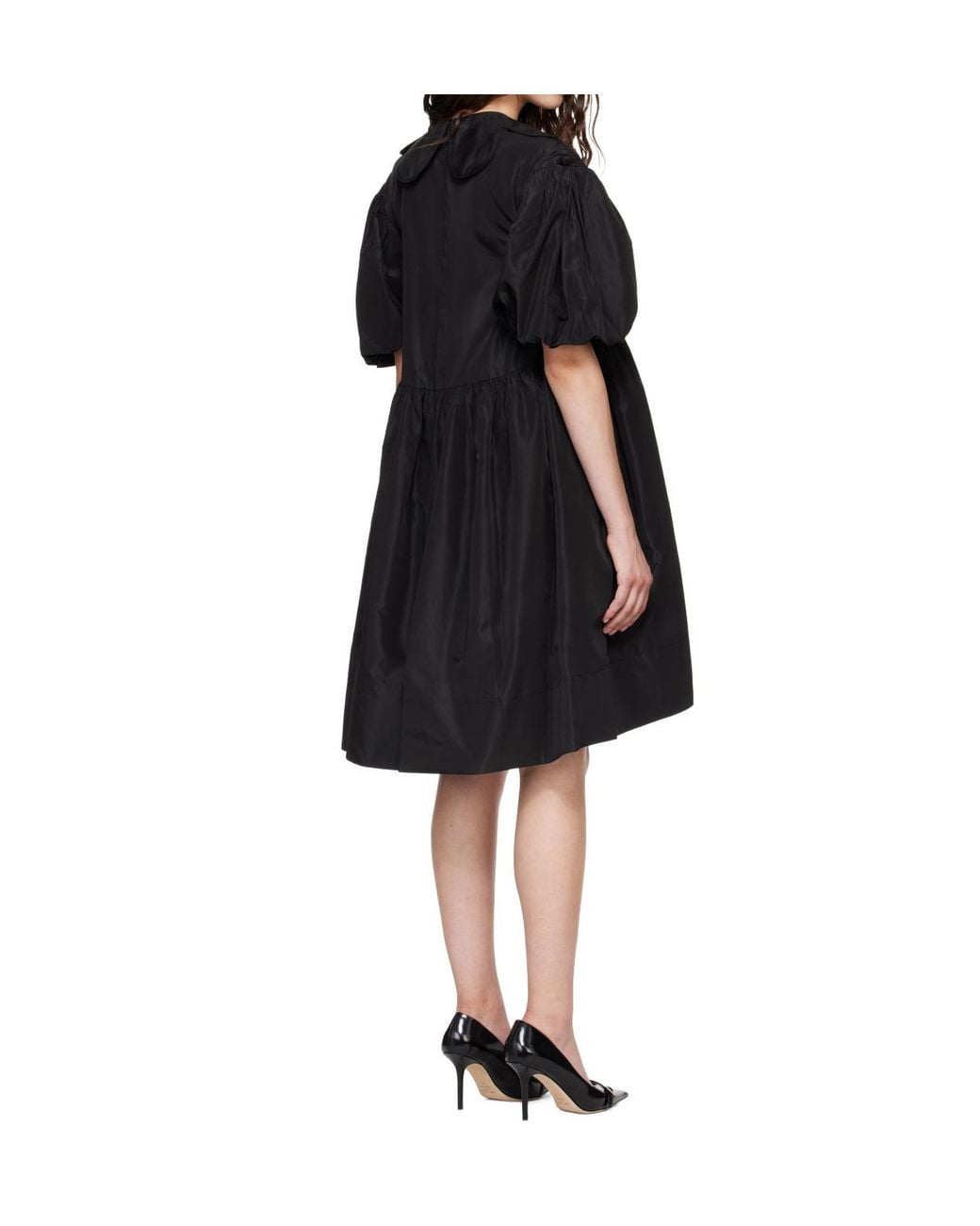 Simone Rocha Black Puff-Sleeve Petal-Collar Dress