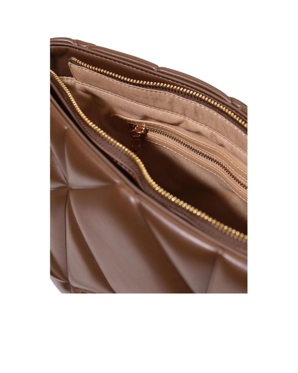 Moschino Brown Geometric Quilted Pattern Shoulder Bag