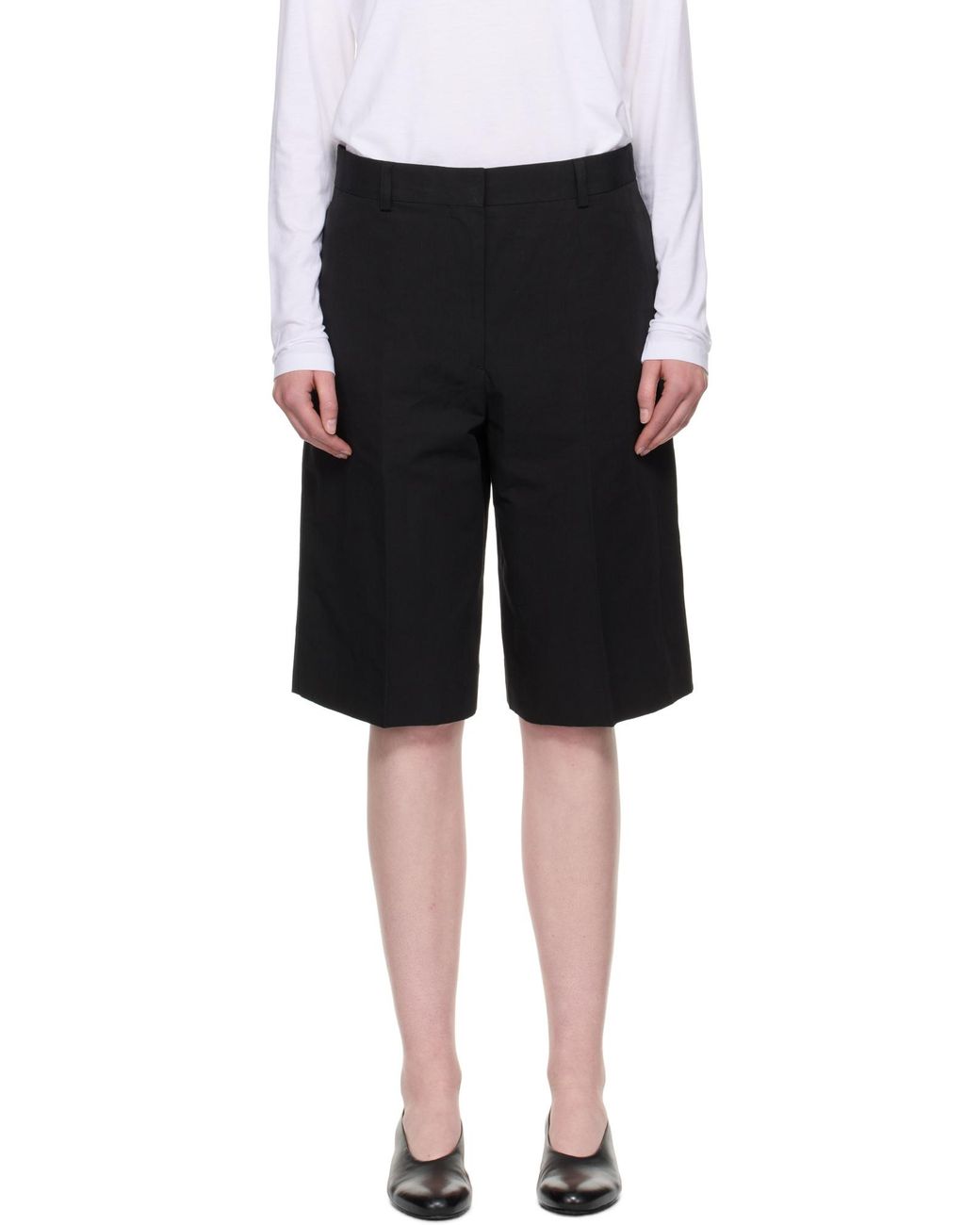 Totême Black Totême Pressed Crease Tailored Shorts