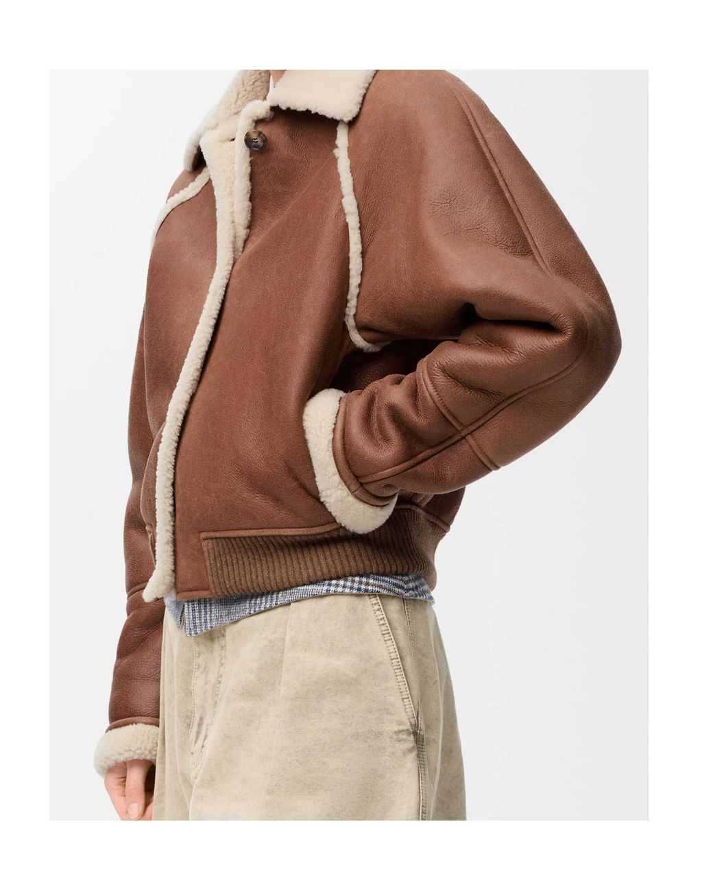 Loewe Brown Shearling-Trimmed Bomber Jacket