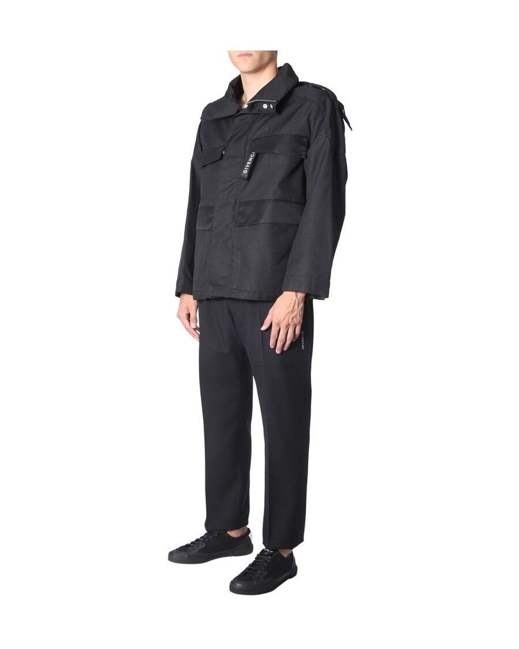 Givenchy Black Hooded Logo Windbreaker for men